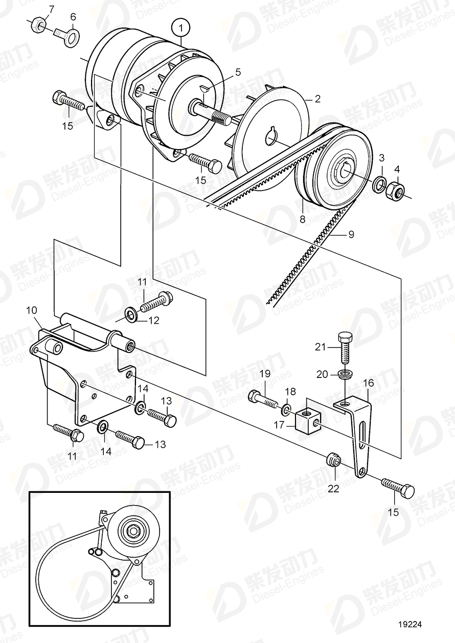 VOLVO Alternator, exch, 28V 140A 3803960 Drawing